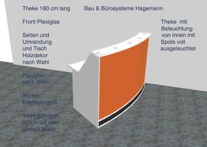 Nr21 beleuchtete Theke Empfangstheke weiss orange