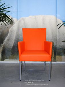 12_ Kunstlederstuhl  Stuhl Kunstleder mit Armlehnen orange