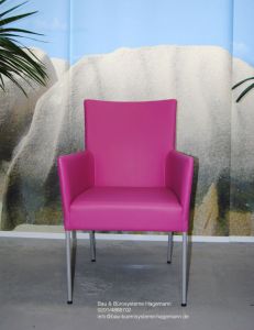 14_ Kunstlederstuhl bunte Stuhl Kunstleder mit Armlehnen pink