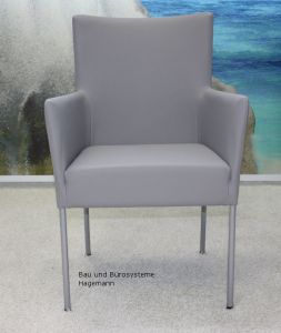 1A _ Kunstlederstuhl Stuhl Kunstleder grau mit Armlehnen