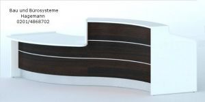 Nr. 26 wei�e/ wenge Theke 336 cm lang s-f�rmig mit Beleuchtung