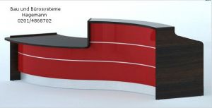 Nr. 1.7 wenge/rot hochglanz Theke 336 cm lang mit Beleuchtung