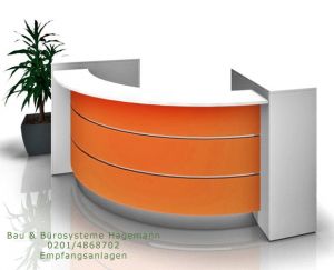 Orange Theke Winkel 90 Grad 193 x 193 cm mit Schr�nken