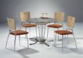 Komplette Sitzgruppe Trendstuhl verchromt plus Design-Glastisch