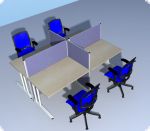 Callcenter Arbeitsinsel 4 Arbeitsplätze inkl. Trennwänden Schall
