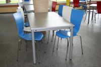 208 Stuhl St�hle Kantine hellblau blau weiss
