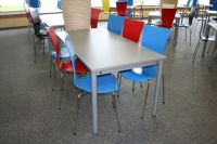 215 Kantinenstuhl Kantine Hell blau hellblau rot