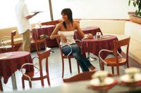 Designer Kantinenst�hle Bistrost�hle mit Stahl Armlehnen