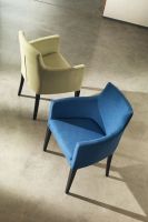 Designer Sessel Loungesessel blau beige gepolstert