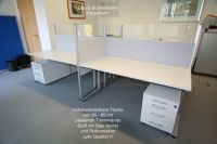 Glas Stoff Akustiktrennw�nde mit Tischen und Rollcontainer Nr.2