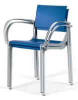 C2705 Stuhl Stapelstuhl mit Armlehnen - blau - schwarz