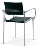 C2715 Stuhl Stapelstuhl mit Armlehnen - Kernleder schwarz
