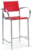 C2756 Barhocker Hocker mit R�ckenlehne, mit Armlehnen - rot