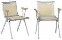 C2625 Stuhl St�hle Aluminium + Holz Armlehnen