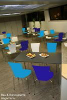 N 10 moderne bunte St�hle Chrombeine Holz wei� meerblau kobaltbl