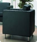 Empfangssessel Leder schwarz Chromf�sse