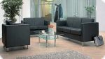 Echtledergarnitur Leder Sofa Sessel schwarz