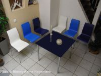 N 12g bunte St�hle Chrombeine Holz wei�, meerblau, kobaltblau