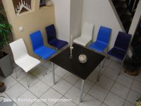 N 12d bunte St�hle Chrombeine Holz wei�, meerblau, kobaltblau