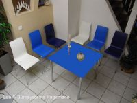 N 12e bunte St�hle Chrombeine Holz wei�, meerblau, kobaltblau