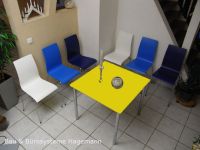 N 12j bunte St�hle Chrombeine Holz wei�, meerblau, kobaltblau