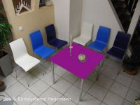 N 12h bunte St�hle Chrombeine Holz wei�, meerblau, kobaltblau