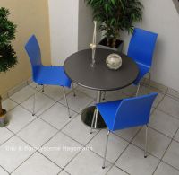 N 12m bunte St�hle Chrombeine Holz meerblau