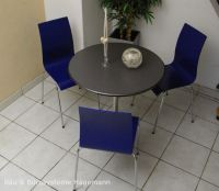 N 12n bunte St�hle Chrombeine Holz kobaltblau