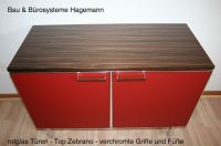 Nr. 18 Sideboard Rotglas Top zebrano Beine/Griffe chrom