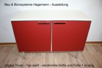 Nr. 15 Sideboard Rotglas Top wei� Beine/Griffe chrom
