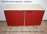 Nr. 16 Sideboard Rotglas Top ahorn Beine/Griffe chrom