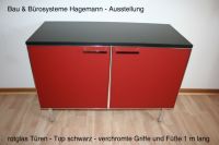 Nr. 17 Sideboard Rotglas Top schwarz Beine/Griffe chrom