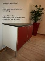 Nr. 17a Sideboard wei� Rotglas Top schwarz Beine/Griffe chrom