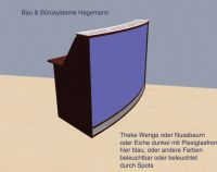 Nr6 beleuchtete Theke Empfangstheke blau wenge oder nuss