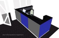 Nr7 beleuchtete Theke Empfangstheke blau grau schwarz