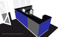 Nr8 beleuchtete Theke Empfangstheke blau grau schwarz