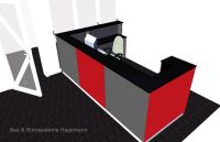 Nr18 beleuchtete Theke Empfangstheke schwarz grau rot