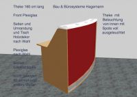 Nr22 beleuchtete Theke Empfangstheke holz rot