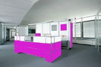 Nr28 beleuchtete Theke  Empfangstheke Chromgestell pink