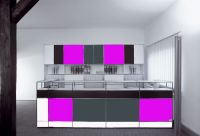 Nr26 beleuchtete Theke Chromgestell schwarz pink grau weiss