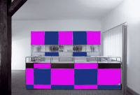 Nr29 beleuchtete Theke  Empfangstheke Chromgestell pink blau