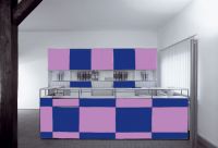 Nr30 beleuchtete Theke  Empfangstheke Chromgestell rosa blau