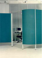 61 Callcenterm�bel Trennw�nde Stellwand Bogenstellwand gr�n glas