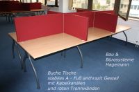 67 Callcenterm�bel Tische Buche Akustik Trennw�nde rot Stoff