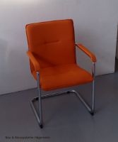 Freischwinger, orange, Stoff, Armlehnen, chrom, mandarine