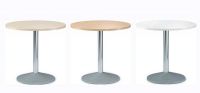 Kantinentische 2 verchromte S�ule Tellerfu� 80 cm Platte weiss