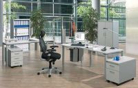Schreibtisch Cockpitform Freiformtisch links 180 silber RAL 9006