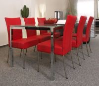 No. 11c Kunstlederstuhl Stuhl Kunstleder rot mit Armlehnen