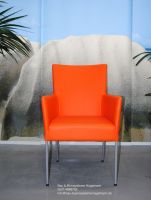 12_ Kunstlederstuhl  Stuhl Kunstleder mit Armlehnen orange