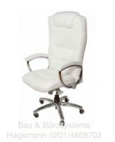 Chefsessel weiss Kunstleder mit Air Pump Back System